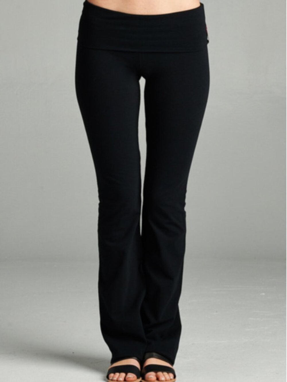NEW Active Cotton Yoga Pant Fold Over Waist- Black- Small